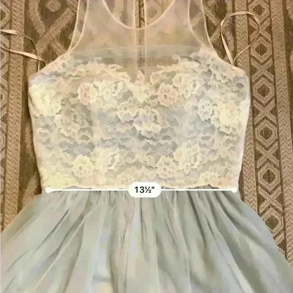 BARI JAY STYLE 1580 BRIDESMAID DRESS COLOR IVORY MISTY BLUE  SIZE 10. - Picture 9 of 10